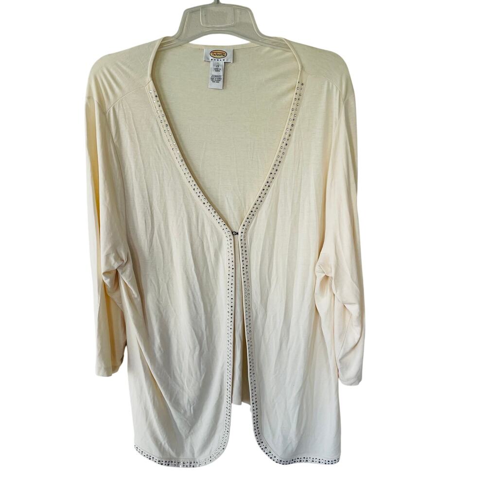 Talbots Size 1x Bling Collar 1 Button Cardigan Iv… - image 1
